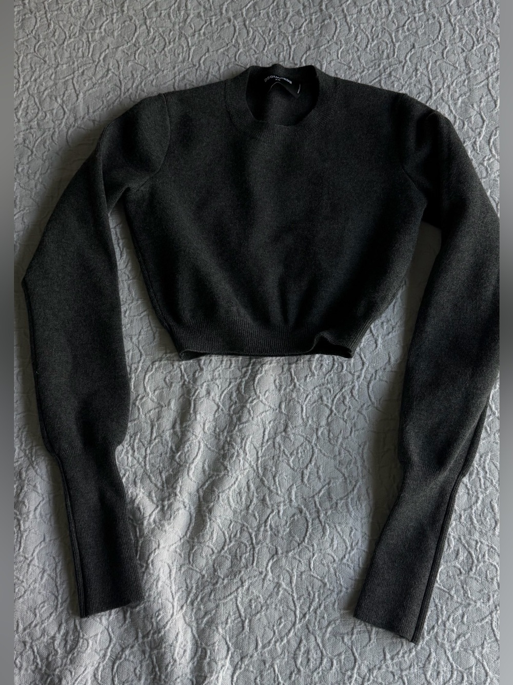 DSQUARED2 Grey Cropped Mock Neck Sweatshirt